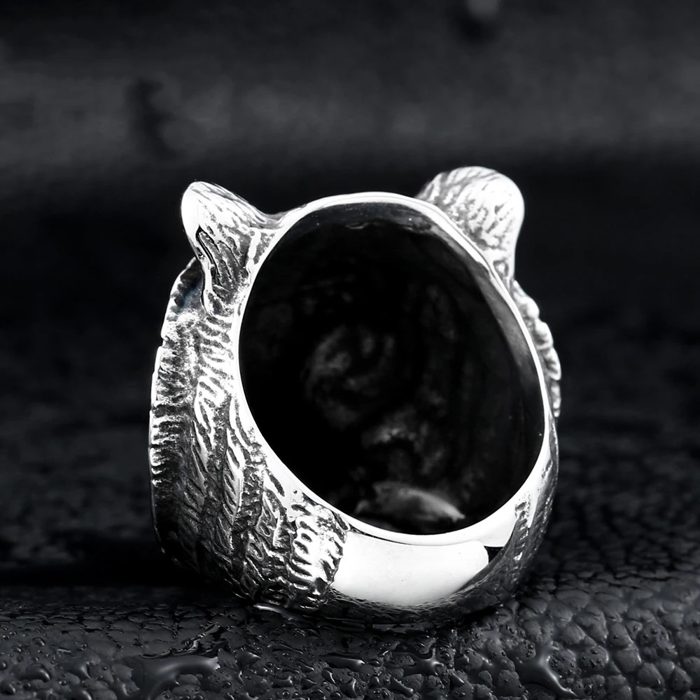 

MetJakt Punk Rock Domineering Tiger Rings Solid Real 925 Sterling Silver Ring for Cool Men Vintage Thai Silver Jewelry