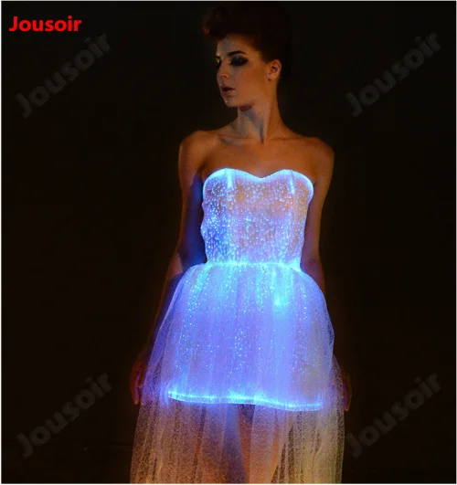 Led Colorful Luminous Party Evening Dress Music Festival Concert Wedding Costume Fiber Optic Lighting Masquerade CD15 T02 | Лампы и