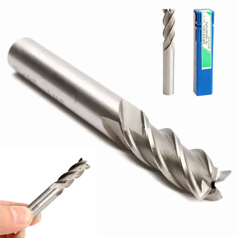 3/8 Inch x High Speed Steel HSS 4 Flutes Straight End Mill Cutter CNC Bit 70mm Best Price | Milling