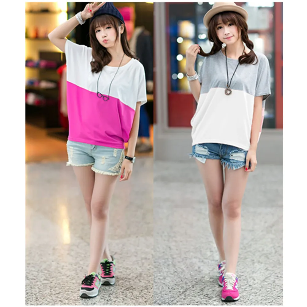 2019 топы летняя Корейская версия большого размера Женская широкая футболка