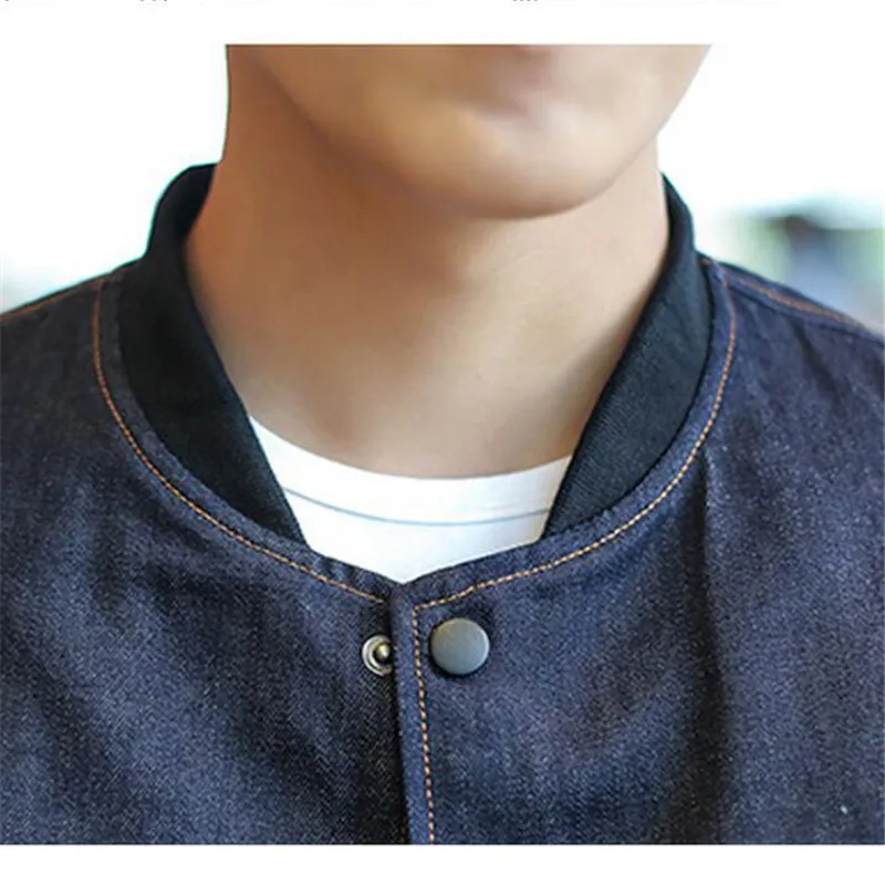 Весенне-осенняя джинсовая куртка для мужчин свободная бейсбольная с