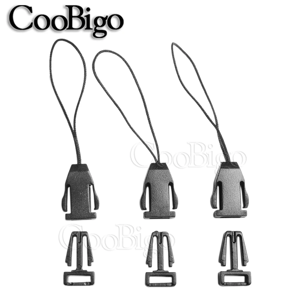 With Rope Black 5 шт. в упаковке 5/1"(8 мм) лямки Боковая Пряжка для камеры держатель ID карты кольцо для ключей быстросъемный ремешок для сотового телефона аксессуары - Цвет: With Rope Black