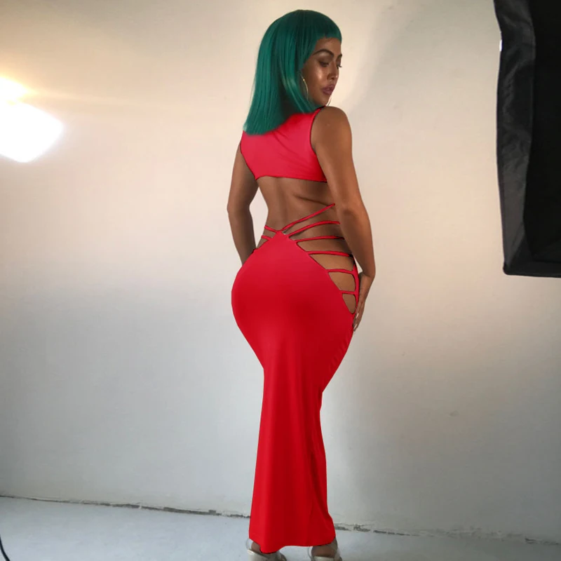 Женское винтажное платье с неоновым узором в обтяжку открытой спиной длинное