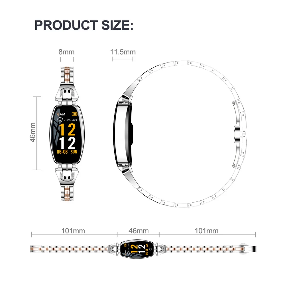 

2019 Update Version Smart Bracelet Watch Fashion Heart Rate Blood Pressure Watch Pedometer Waterproof Fitness Bracelet for Women