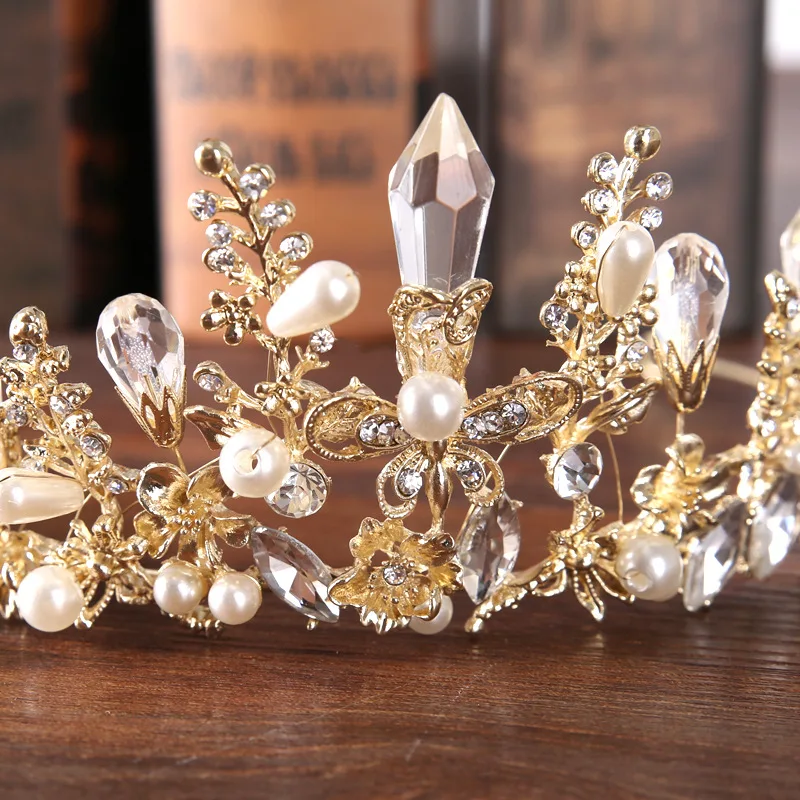Pageant big Crystal Tiaras And Crowns 2017 Bridal Rhinestone Imitation pearl Hair Jewelry Women girls Hairbands | Украшения и