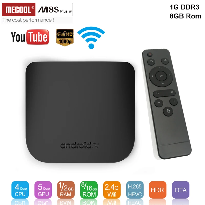 Mecool M8S Plus W Smart tv Box 1 ГБ ОЗУ 8 Гб ПЗУ Android 7 четырехъядерный процессор Amlogic S905W 2 4G WiFi 4K