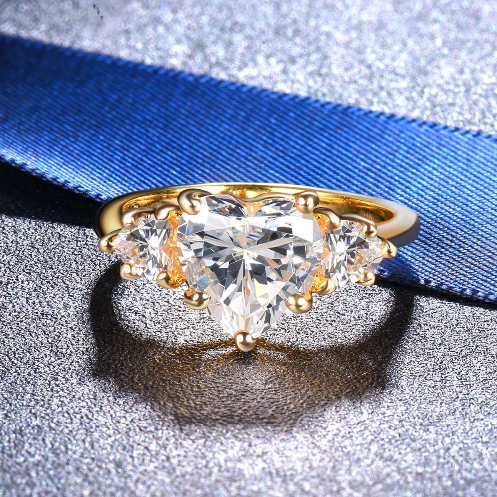 

Hutang high quality fine yellow gold plated 925 silver wedding ring 3.32ct aaaaa CZ zirconia rings for women engagement jewelry