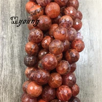 faceted fire agates beads round red gem stone strand beads wholesale loose necklace bracelet making beads my1587