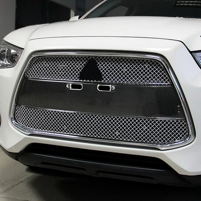Tonlinker внешняя Передняя гоночная Крышка для гриля, наклейка s для Mitsubishi ASX-15, автомобильный Стайлинг, 2 шт., наклейка из нержавеющей стали
