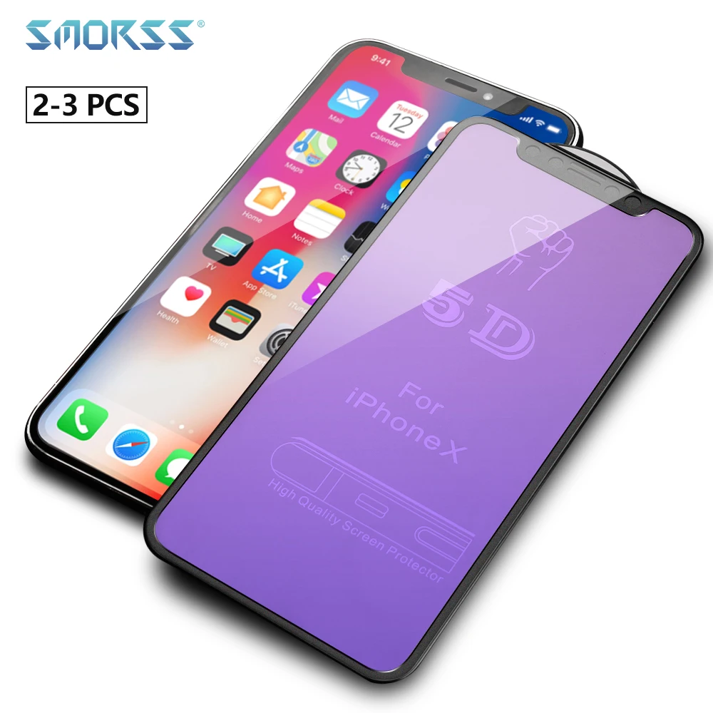 SMORSS 3 шт Blu-Ray Защитная пленка для телефона iphone X матовое HD закаленное стекло 5D