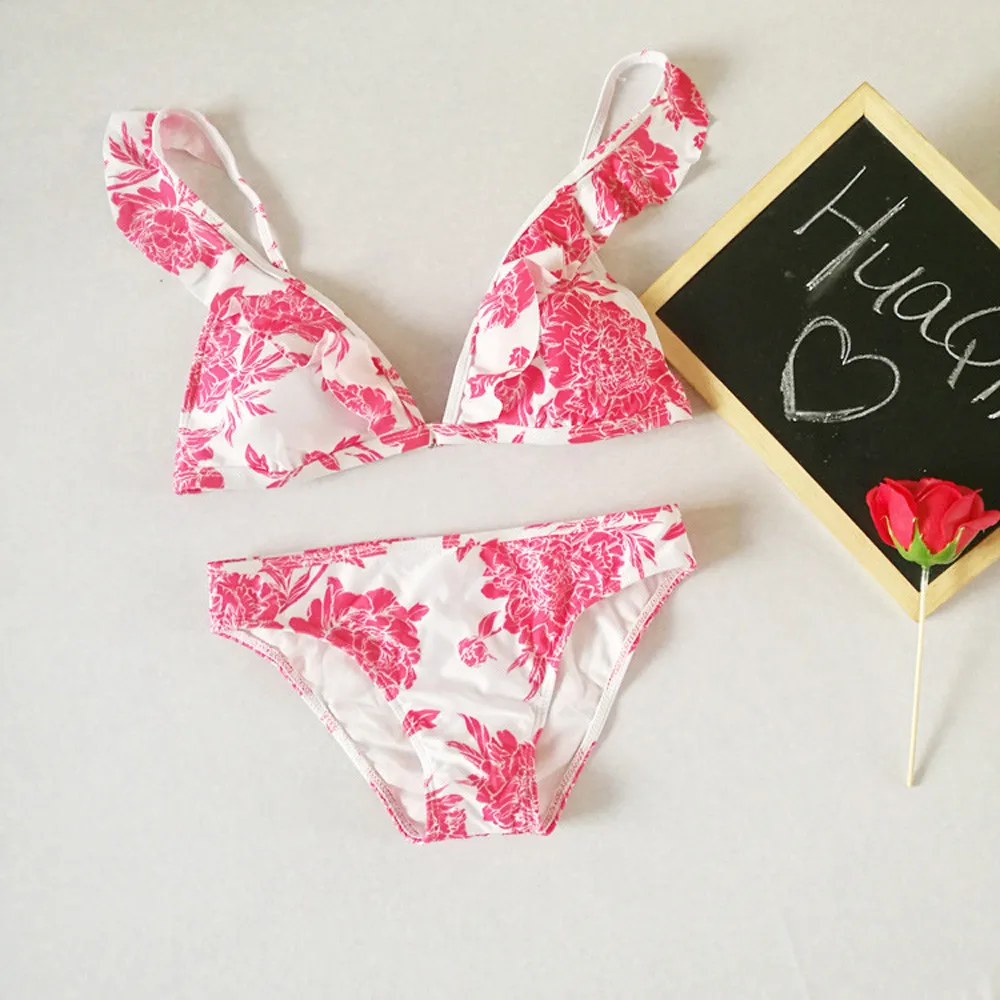 Женский купальник с высокой талией бандаж женский комплект бикини цветочным