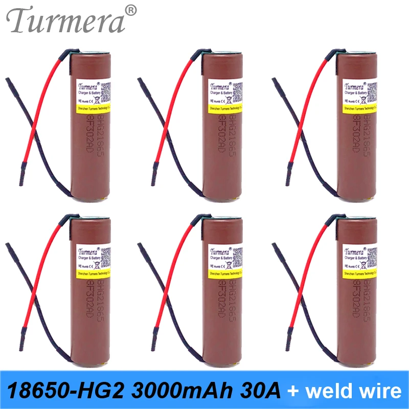 Turmera для HG2 18650 3000mAh перезаряжаемый аккумулятор электронных сигарет