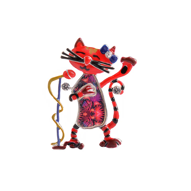 Поющие броши булавки в виде кошек металлическая эмалированная Брошь для женщин