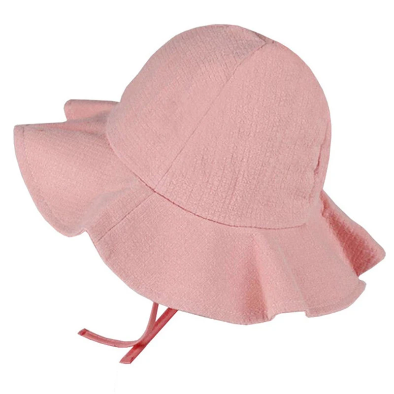 style3 pink Новая однотонная Панама для маленьких мальчиков и девочек, весенне-летняя хлопковая шляпа от солнца, Пляжная Панама, милая детская шляпа для мальчиков и девочек - Цвет: style3 pink