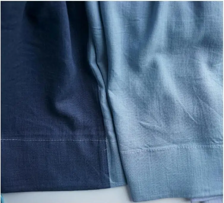Синие хлопковые шторы в американском стиле штора из декоративной ткани льняные