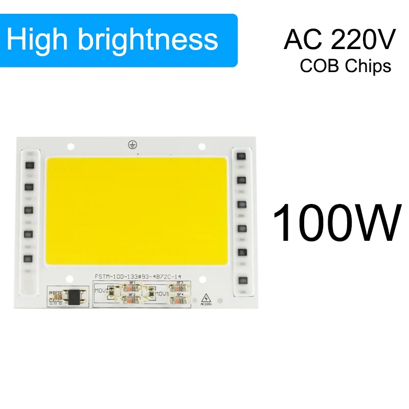 Зеленый глаз AC 220 В 5 Вт~ 100 Вт интегрированный COB светодиодный чип 50 Вт 30 Вт 20 Вт 10 Вт смарт IC драйвер люменов для DIY прожектор - Испускаемый цвет: COB 100W