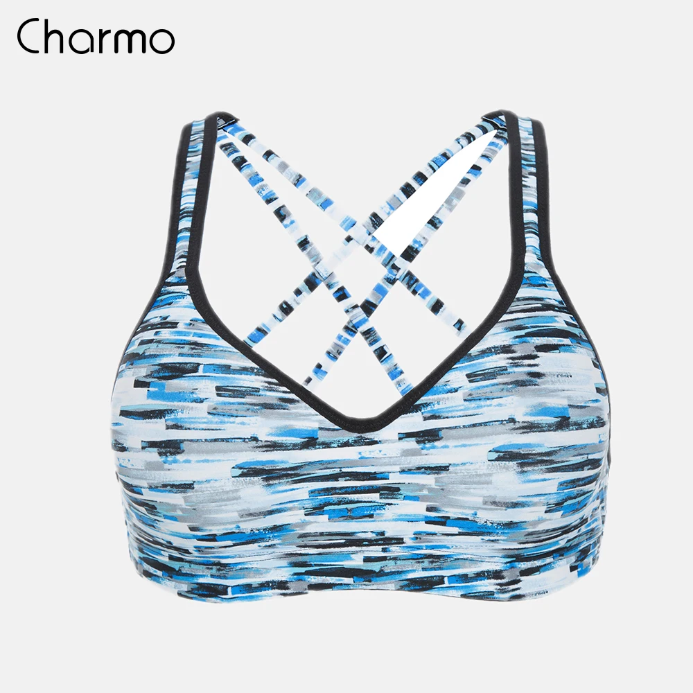 Спортивный женский бюстгальтер Charmo средней длины с полосатым принтом для йоги