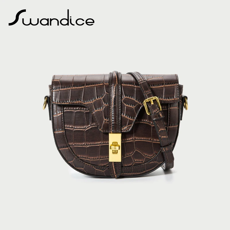 Крокодиловый узор винтажное седло с пряжкой высококачественные сумки