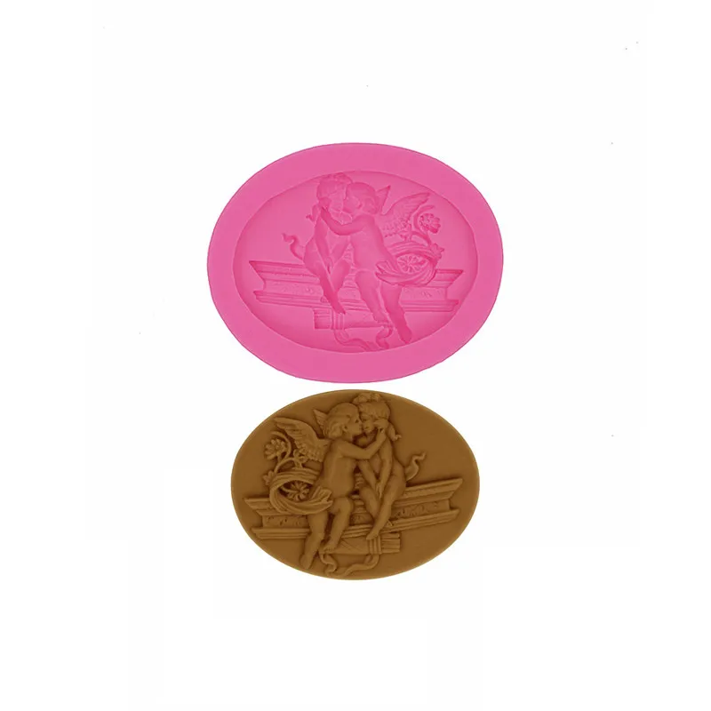 Pink Ангел Фея силиконовая форма для торта с помадкой формы шоколада, торт десерт украшения плесень, кухня приспособление для выпечки, печенье мусс - Цвет: Pink