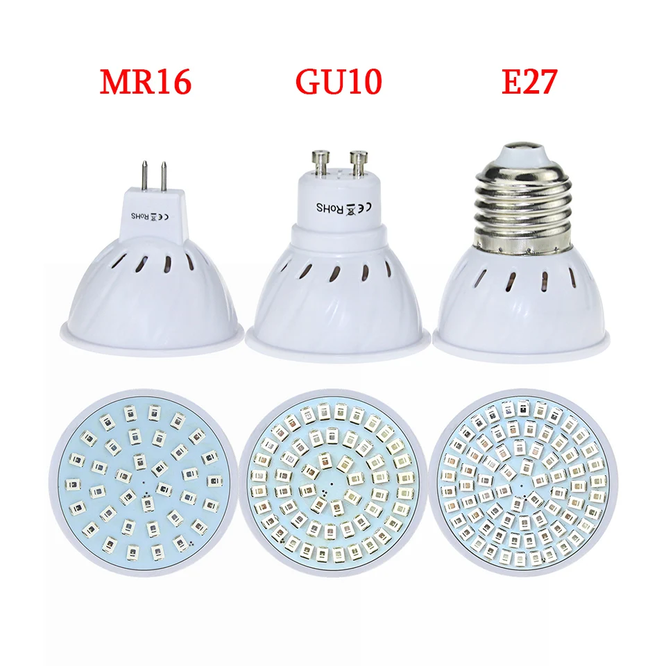 E27 GU10 MR16 Светодиодный светильник для выращивания полный спектр Fitolampy SMD2835 220 в полный спектр светодиодный светильник для выращивания красный+ синий для роста растений