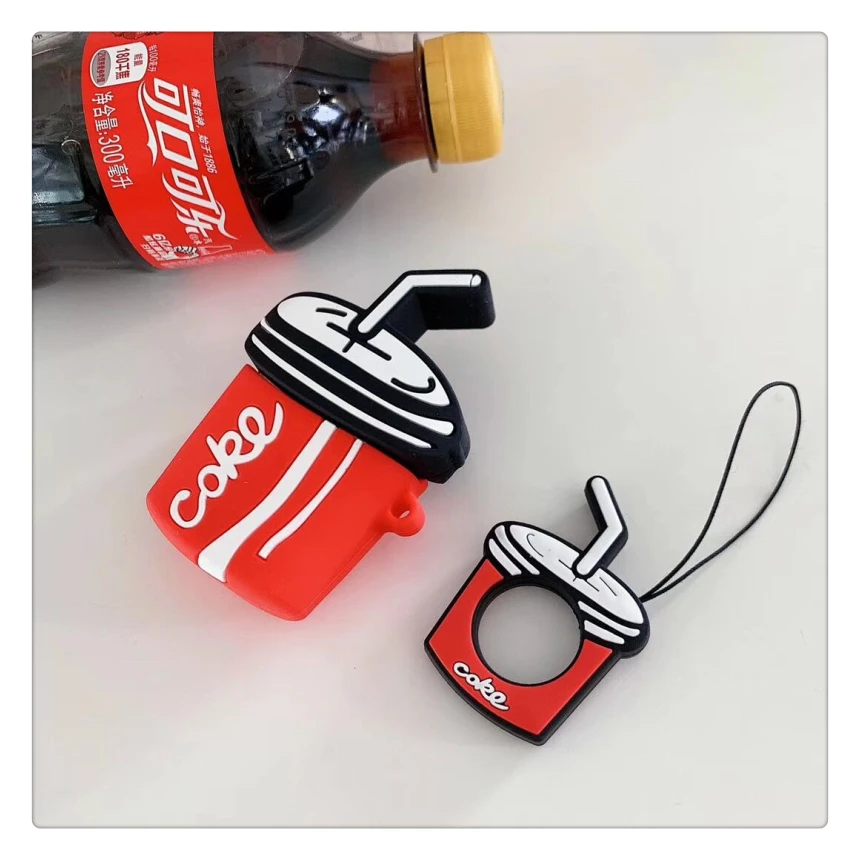 Bluetooth беспроводные наушники Air Pods 2 силиконовые чехлы для Apple Airpods милый Coca Cola защитный чехол с кольцом на палец