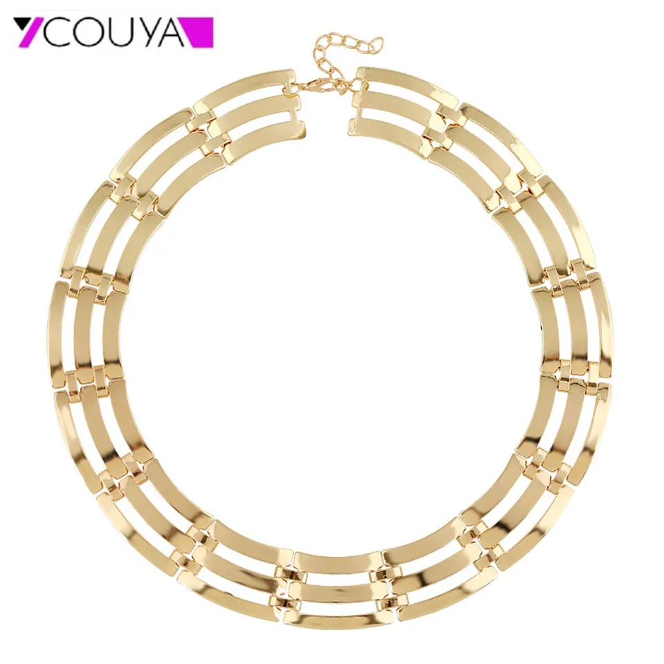 

Женские модные элегантные золотым воротником Цвет ожерелье полировки короткая цепочка на ключицы колье-чокер женские туфли-лодочки с блес...