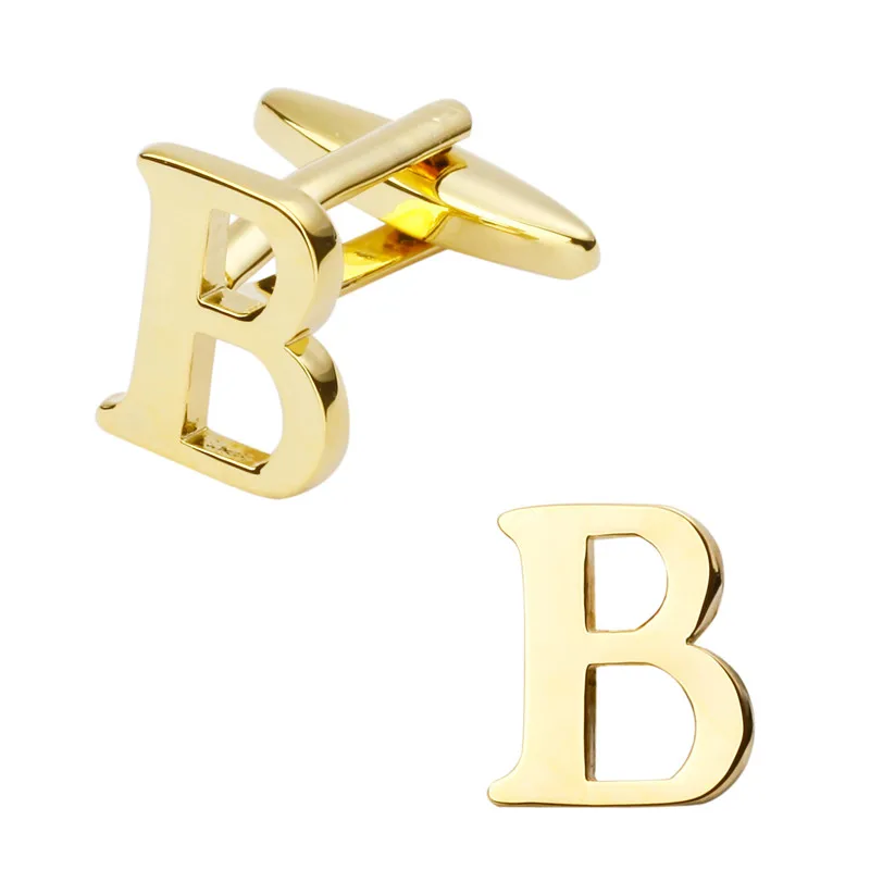 New high quality brass plated letters B Cufflinks Mens Jewelry shirt cuff Cufflinks twins English letters