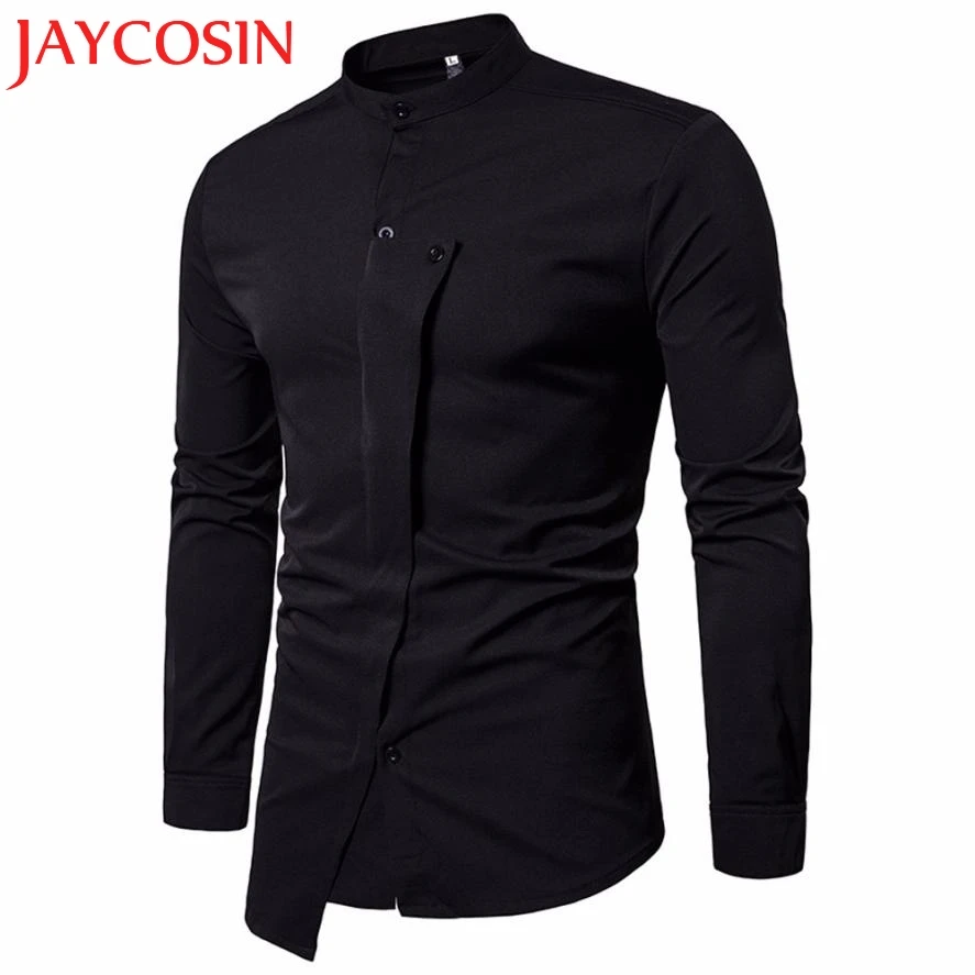 Jaycosin новые высокие мужские рубашки облегающие однотонные повседневные на