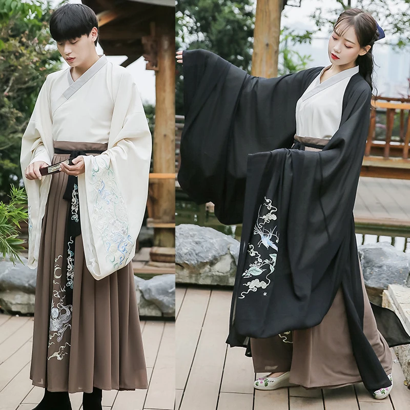 Hanfu для взрослых, Национальный сценический костюм для выступлений, для женщин и мужчин, Династия Цин, китайский стиль, традиционный праздничный костюм DN3506