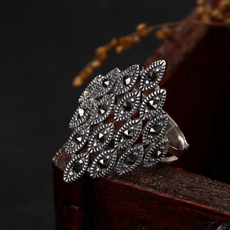 2018 New Women Morganite Anel Feminino Hot S925 Sterling Antique Mosaic Stone Lady High Grade Jog Open Ring Wholesale. | Украшения и