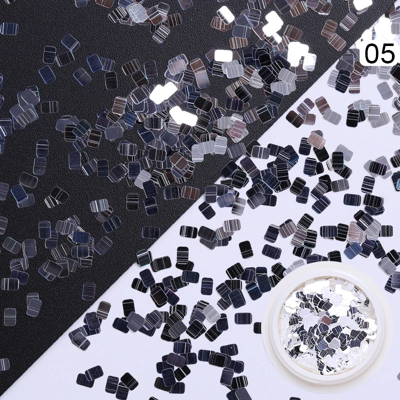 3D клей для накладных ресниц Смешанные Серебряные узоры хлопья блестящие ногти