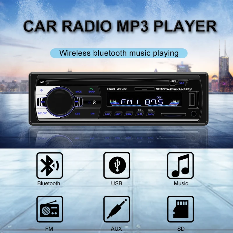 Авторадио 1 din автомобиль estereo para carro автомобильное радио bluetooth jsd 520 oto teypleri aux в usb