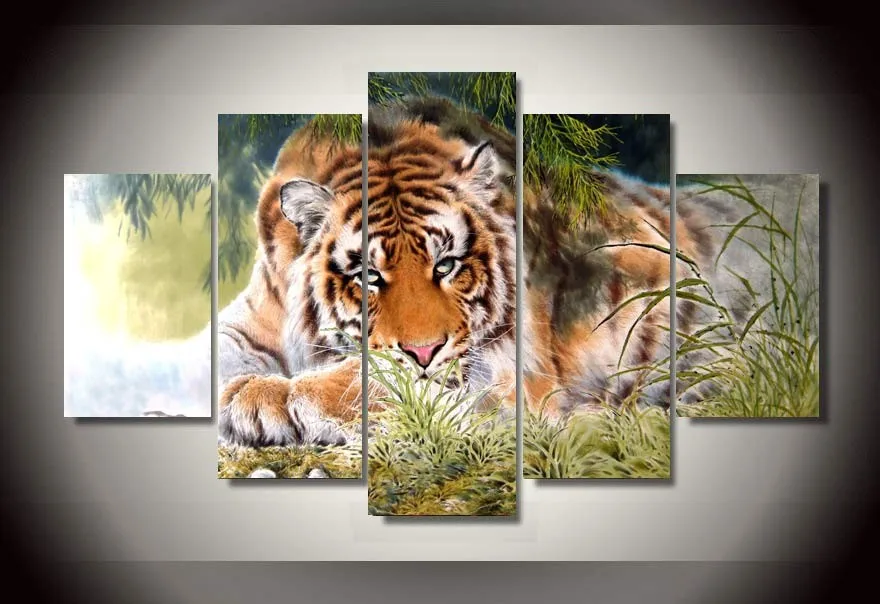 

HD печать 5 шт. Холст Искусство Лев Современный домашний декор Настенная картина Декор для гостиной Печать на холсте/PT0608