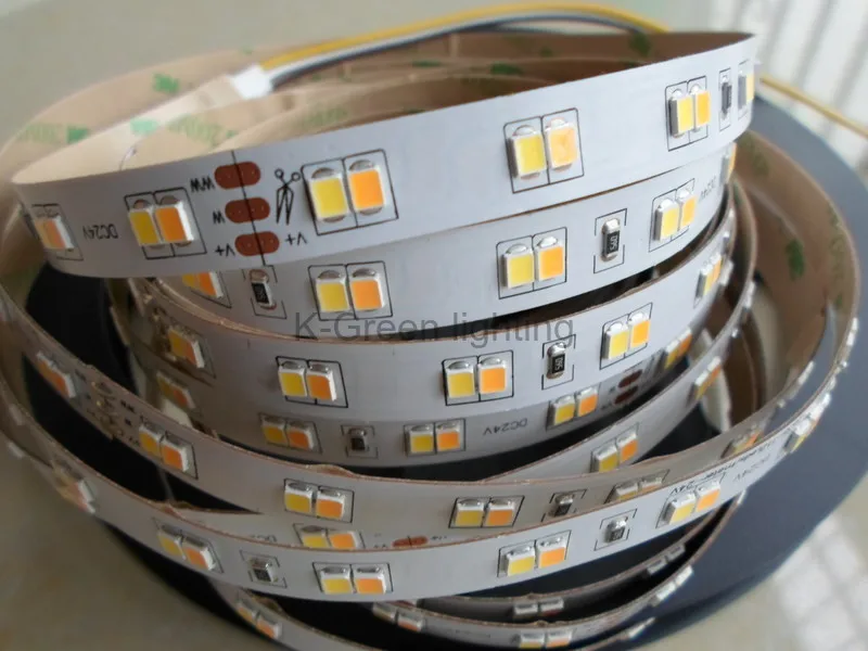 

50mX 2835SMD LED strip light DC24V input 112LED/m CW+WW double color temperature adjustable express free shipping