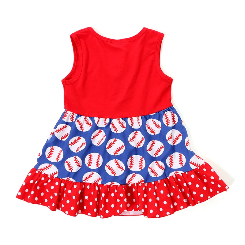 2017 Baseball Dress Toddler Girl Dresses Summer Kids clothes Red Royal Blue White | Детская одежда и обувь