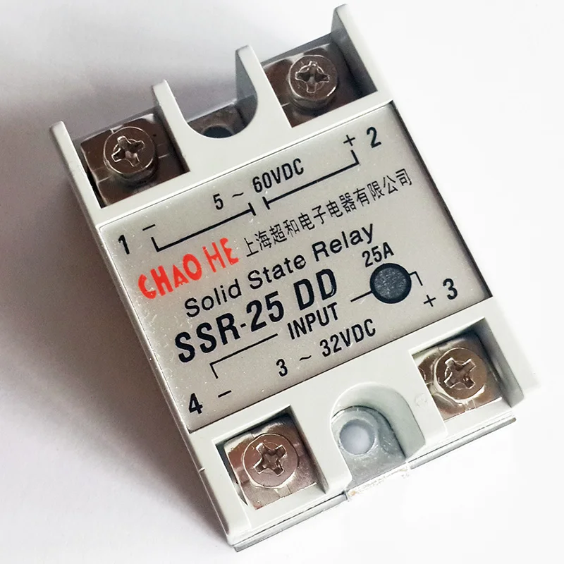 

Твердотельное реле SSR от 3-32VDC до 5-60VDC 25A контрольный ток 5-20mA