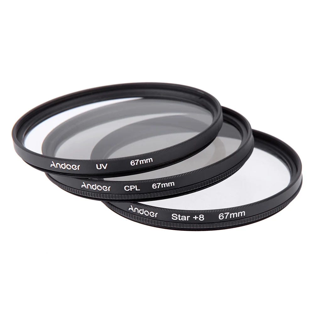 Комплект фильтров для камеры Andoer 67 мм UV + CPL Star с 8 точечным фильтром чехлом Canon Nikon