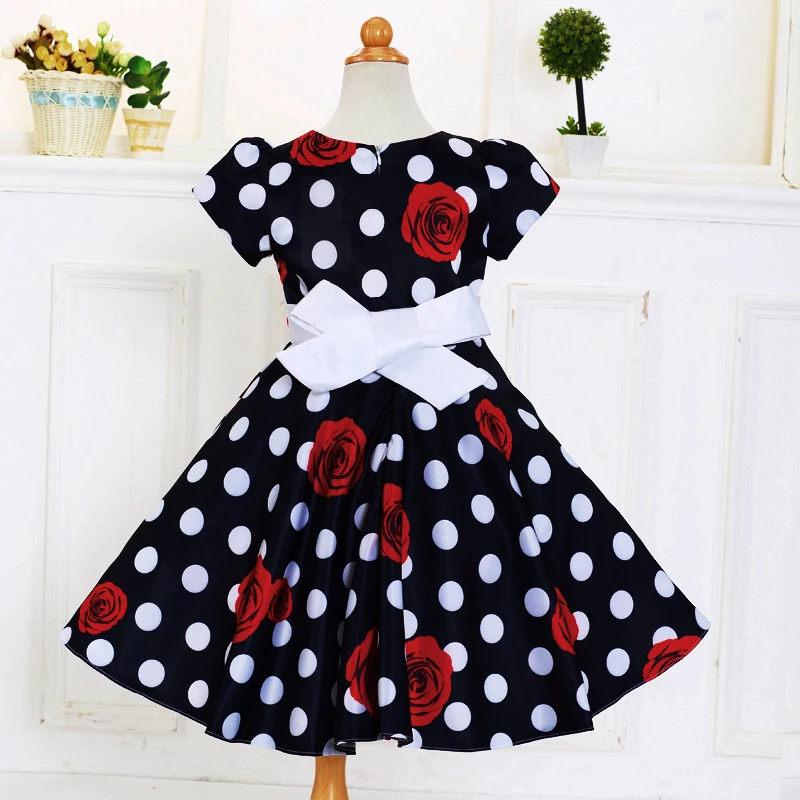 Розничная 2017 Новых Прибытие Лето Девочка Платье Печати И Точка Милые Девушки