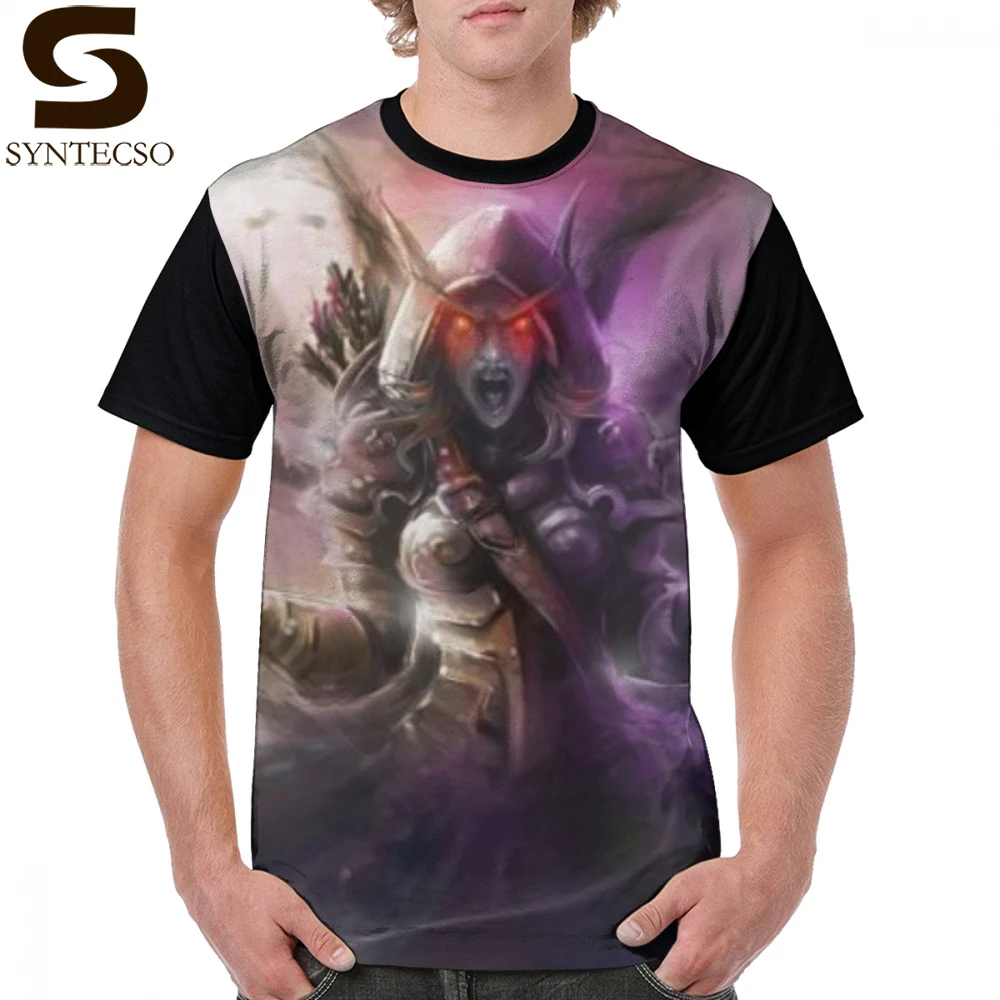 Футболка World Of Warcraft, футболка с надписью The Banshee queen Sylvanas Warcraft Fanart, Мужская футболка с большим графическим рисунком, Милая футболка из полиэстера