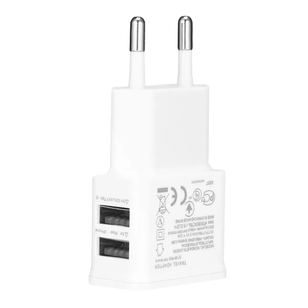 Двойной адаптер питания 2 а с портами USB ЕС для Samsung iPhone HTC MOTO Perfect-белый |