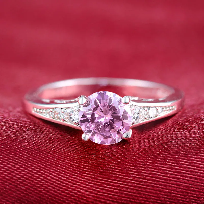 Красивые кольца для женщин сделаны из 1 5 карат розового AAA CZ белого золота