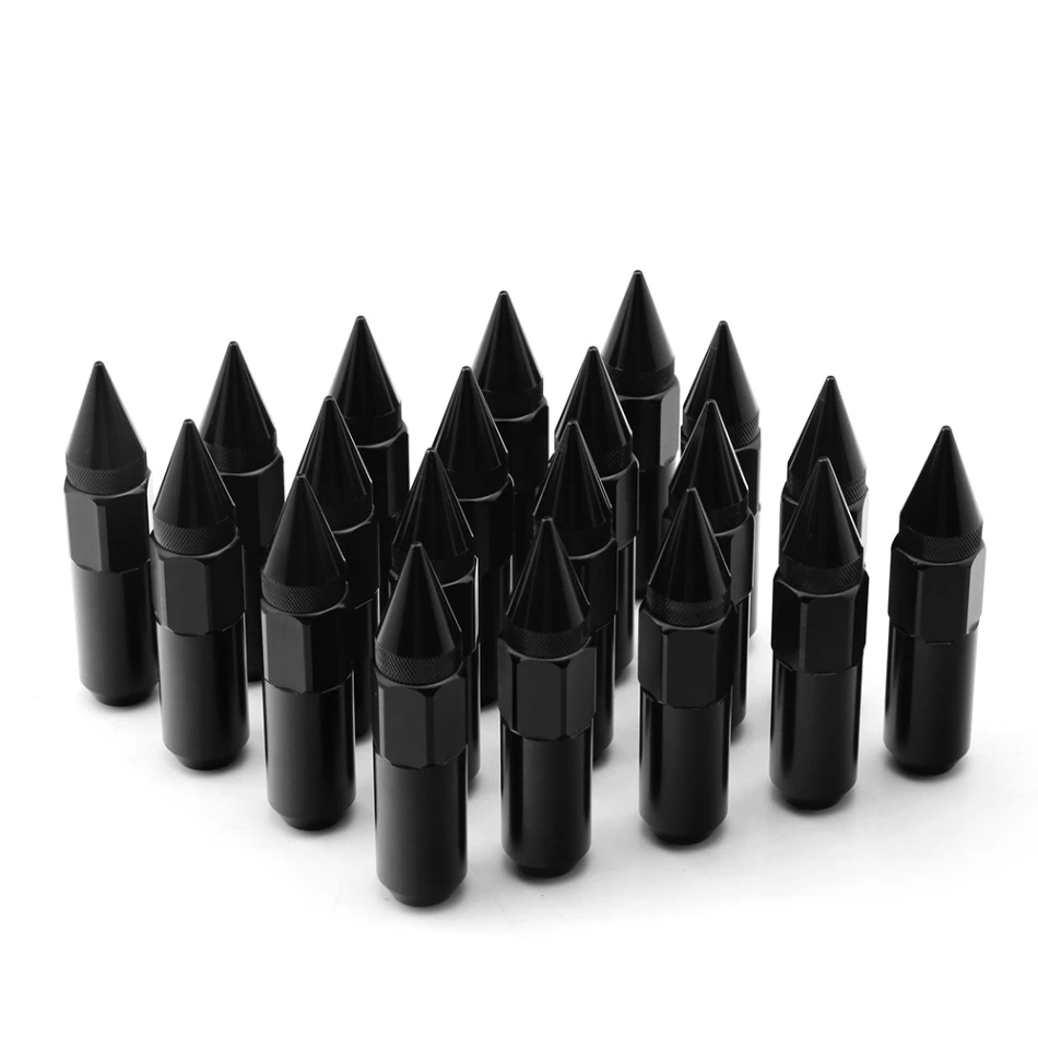 black 20 шт. Jdm аксессуары для гоночных автомобилей Колесные гайки M12x1.5 M12x1.25 алюминий 60 мм Расширенный тюнер шип Луг гайки для Cadillac Lincoln - Название цвета: black