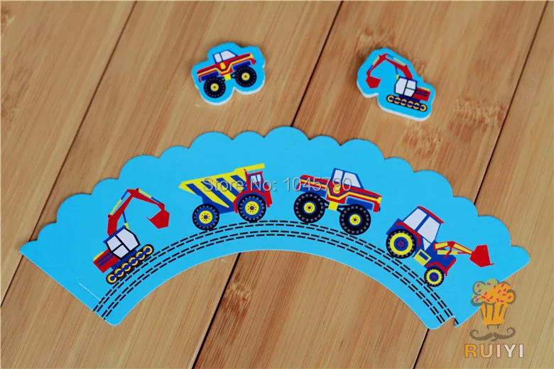 24Pcs The Truck Series Cupcake Wrappers Decoration Birthday Party Favors With Topper Pick Supplies | Дом и сад
