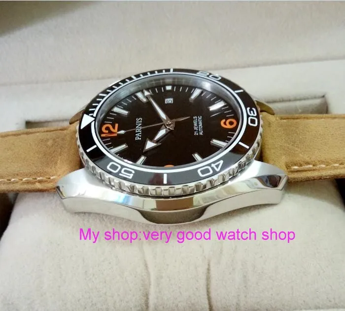 Мужские японские часы с сапфировым стеклом 45 мм 21 ювелирный драгоценный камень