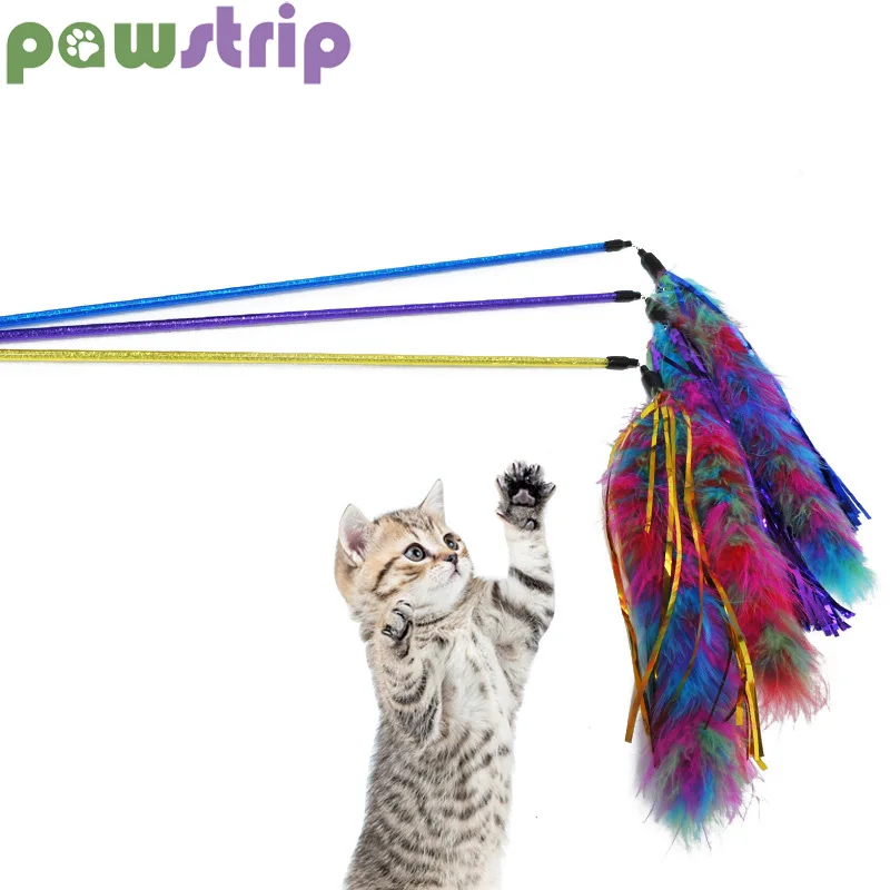 Pawstrip 5 шт./лот забавная игрушка с блестками для кошки перо прорезыватель 45 см
