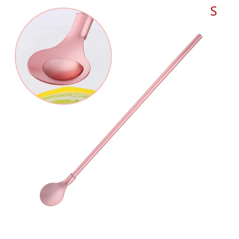 2 pink S 2 шт красочные многоразовые соломинки для питья ложка из нержавеющей стали металлические Коктейльные трубочки ложка для перемешивания Бар молоко кофе инструменты для перемешивания - Цвет: 2 pink S