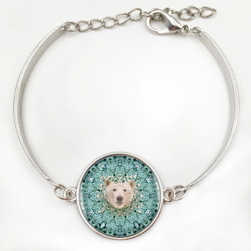Bear Mandala Logo Pendant Necklace Flower Art Silver Chain Vintage Women Jewelry | Украшения и аксессуары