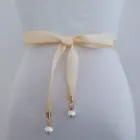 Пояс с жемчужной подвеской стильное платье на выпускной, высококачественный двухсторонний атласный пояс, тонкий пояс с жемчугом для свадебного платья