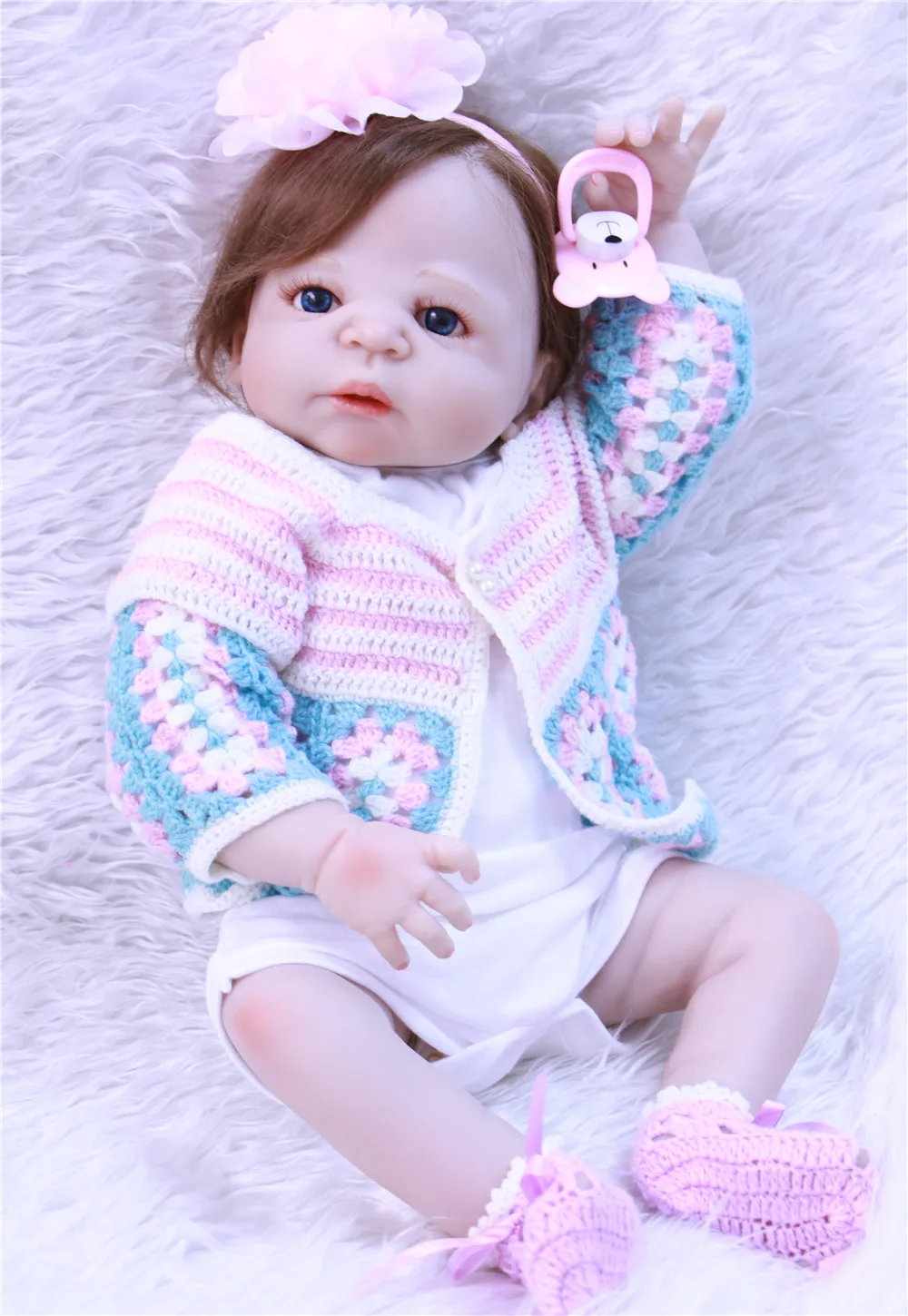 

Fashion 22Inch bebe 55cm Full Body Silicone Reborn Baby Girl waterproof reaistic Doll Baby Toy For Kid Christmas playmate babies