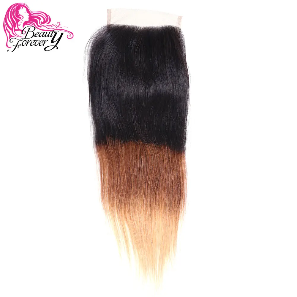 Beauty Forever прямые бразильские Омбре Кружева Закрытие 4*4 свободная часть 100% Remy